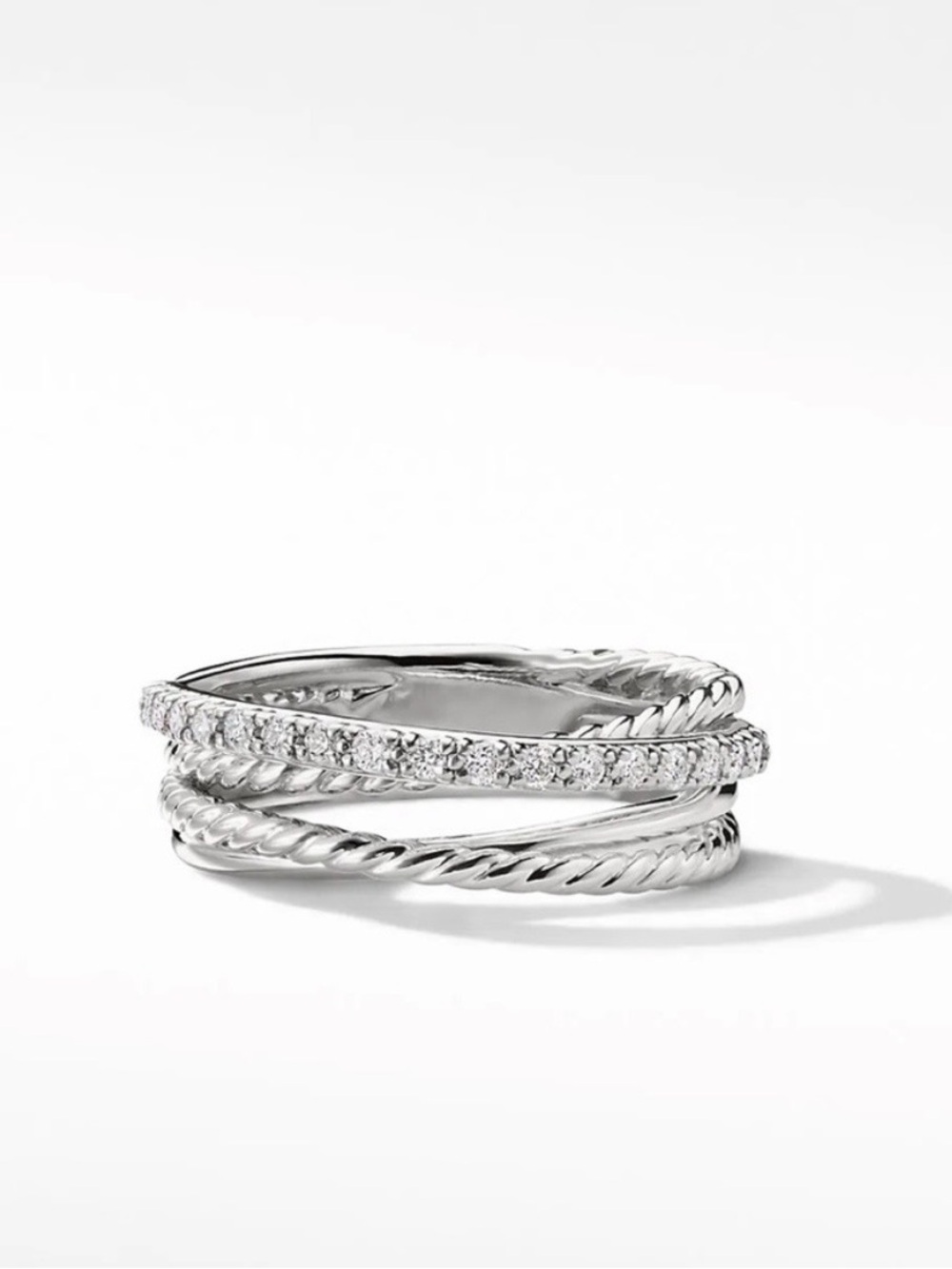 David Yurman Crossover Ring with Pavé Diamonds